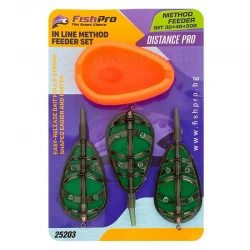 Σετ 2 τμχ feeder μαλαγρωτές με πρέσα FishPro Method Distance Pro 3+1, 30+40+50γρ