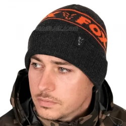 Ζεστό χειμερινό καπέλο Fox Collection Beanie - Μαύρο/Πορτοκαλί