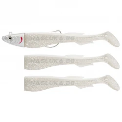 Σετ 3 τμχ Τεχνητά Σιλικόνης και Κεφαλές Jig Berkley Powerbait Power Sardine - 12εκ 15γρ - Snow White